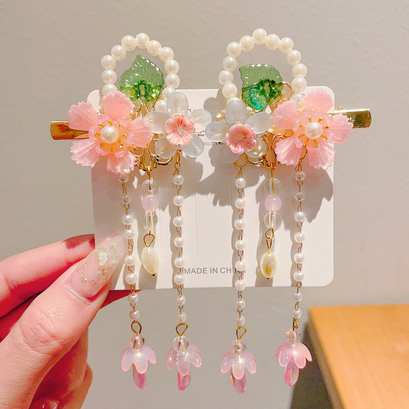 Clip de cabello de estilo nacional para niños 2025 nuevo estilo antiguo pince de cabello broche pince de cabello de niña Hanfu tocado de niña flores de cabeza