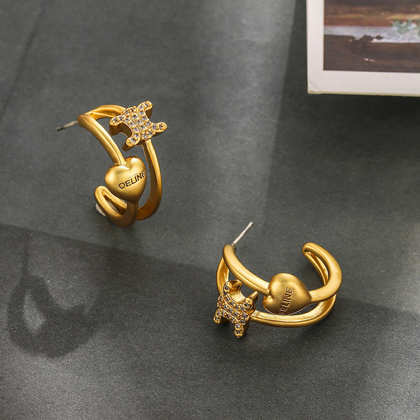 Retro matte fashionable sophisticated earrings with zircon