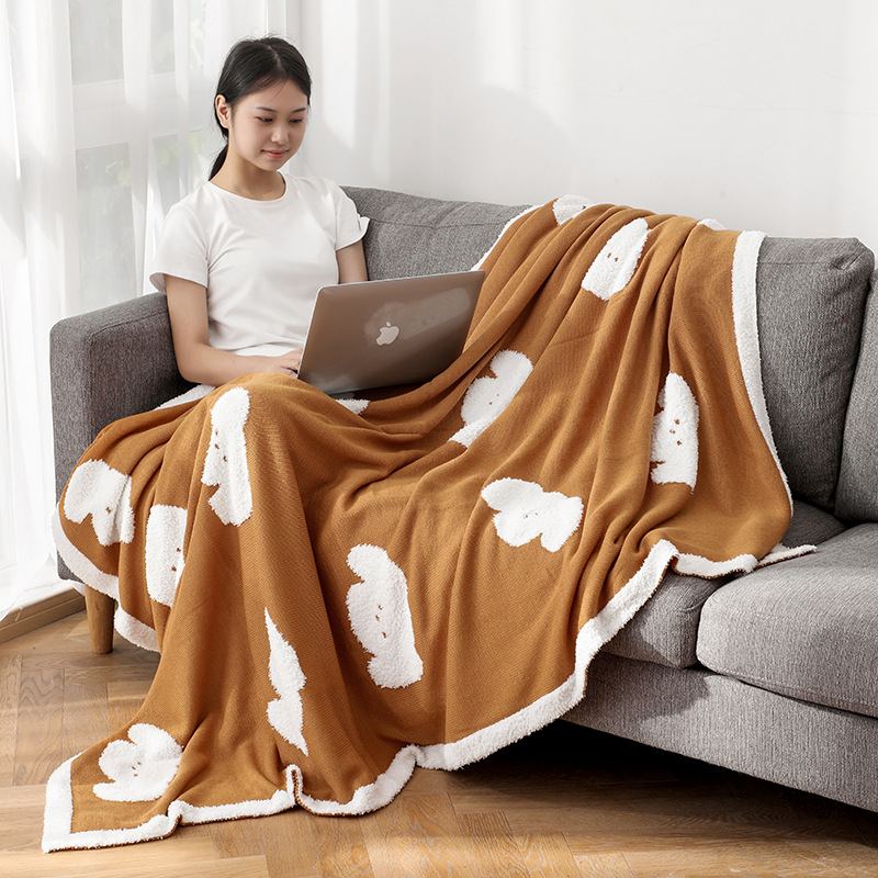 Korean Blogger's Soft And Waxy Cartoon Knitted Children's Small Blanket,Summer Thin Air-conditioning Blanket,Sofa Cover Blanket,Nap Blanket