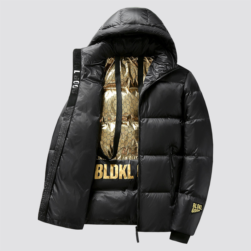 Oro negro de los hombres abajo chaqueta 2023 invierno nuevo estilo coreano moda Internet celebridad caliente superior pareja pato blanco abajo chaqueta