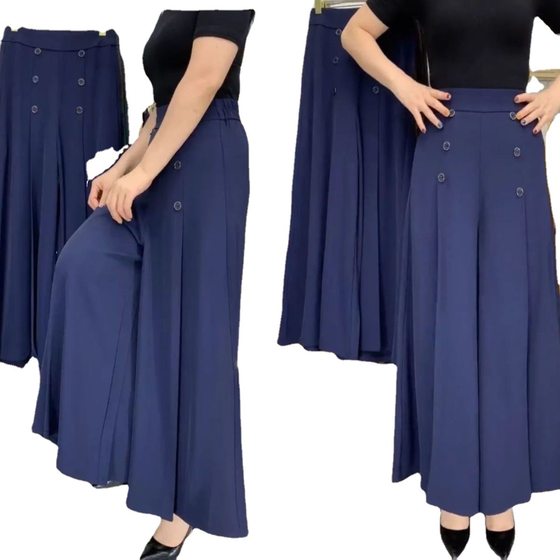 Fashion Drop Sense Wide Leg Culottes High Waist Slim Elegant Women's Pants Summer Cool Loose Big Feet Thump