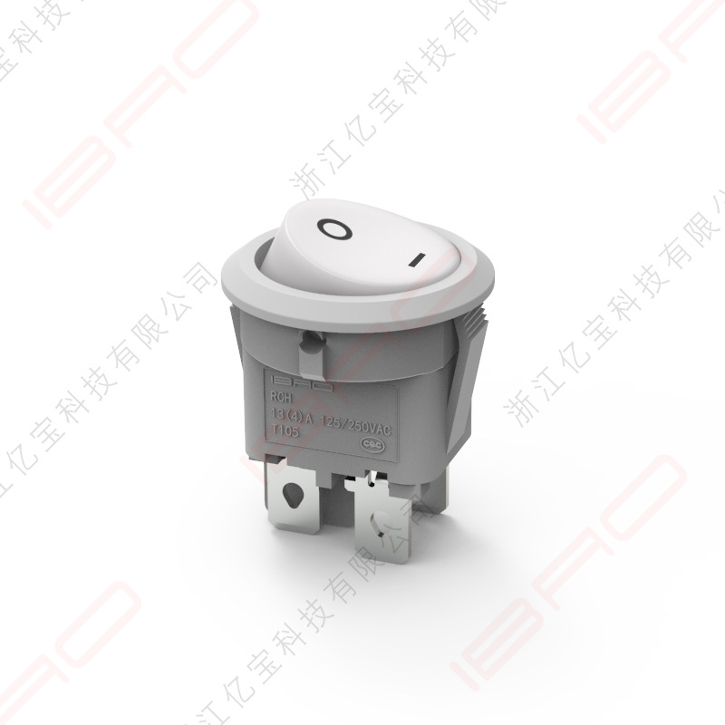 IBAO 亿宝开关RCH船型开关双路圆形翘板 2档4脚 13A 雾化机开关