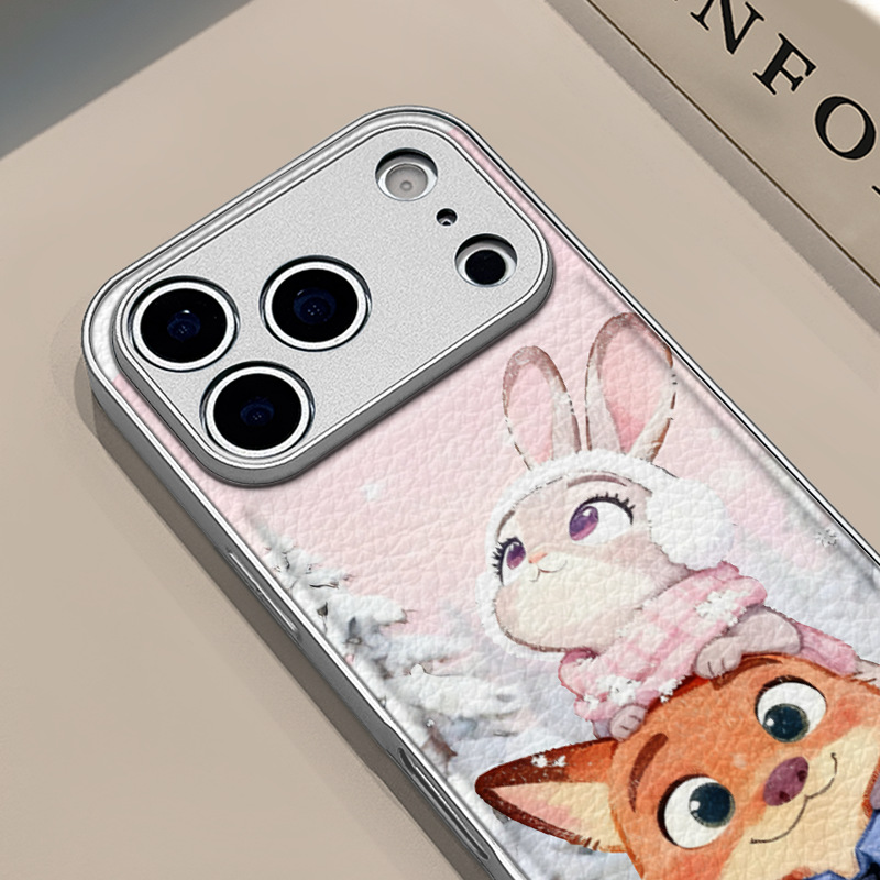 Fox Snowflake para Apple 17pro caso de teléfono iPhone 16pm estampado de cuero 15 personalidad 14plus anti-caída 1