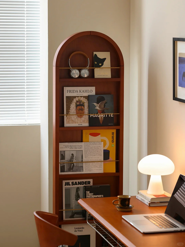 ✅日式实木全身镜子一体杂志架穿衣帽间落地可移动旋转卧室玄关复