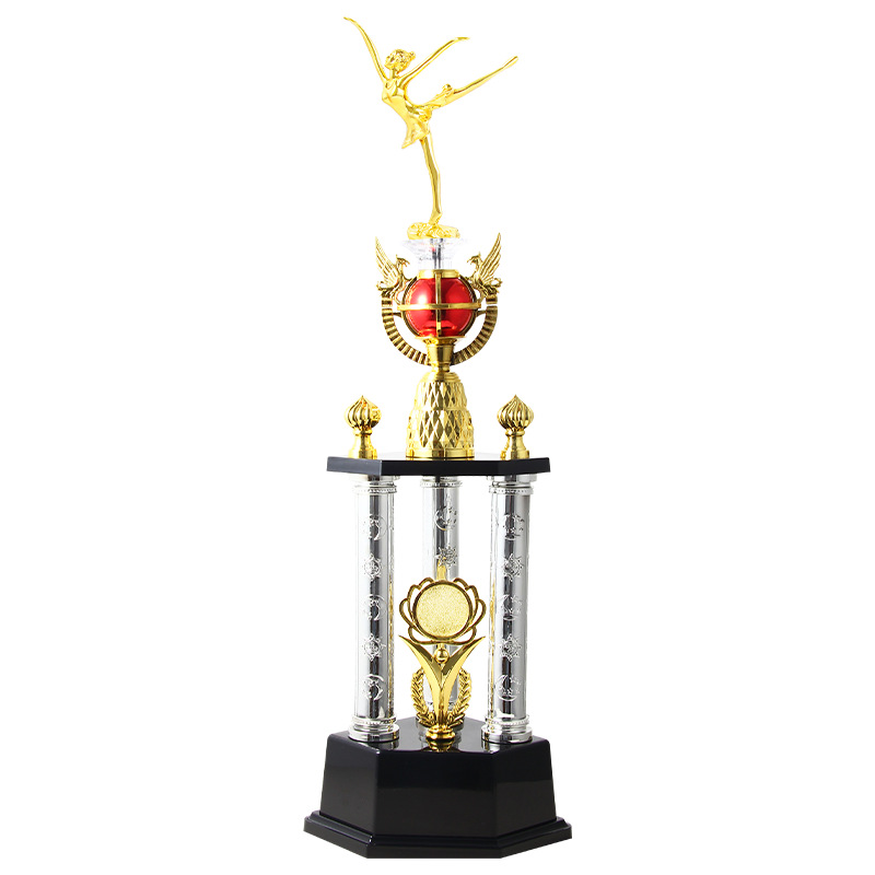 Trofeos de baile personalizados de plástico modelo de baile infantil espectáculo de gala creativo trofeo concurso de pin tres pilares