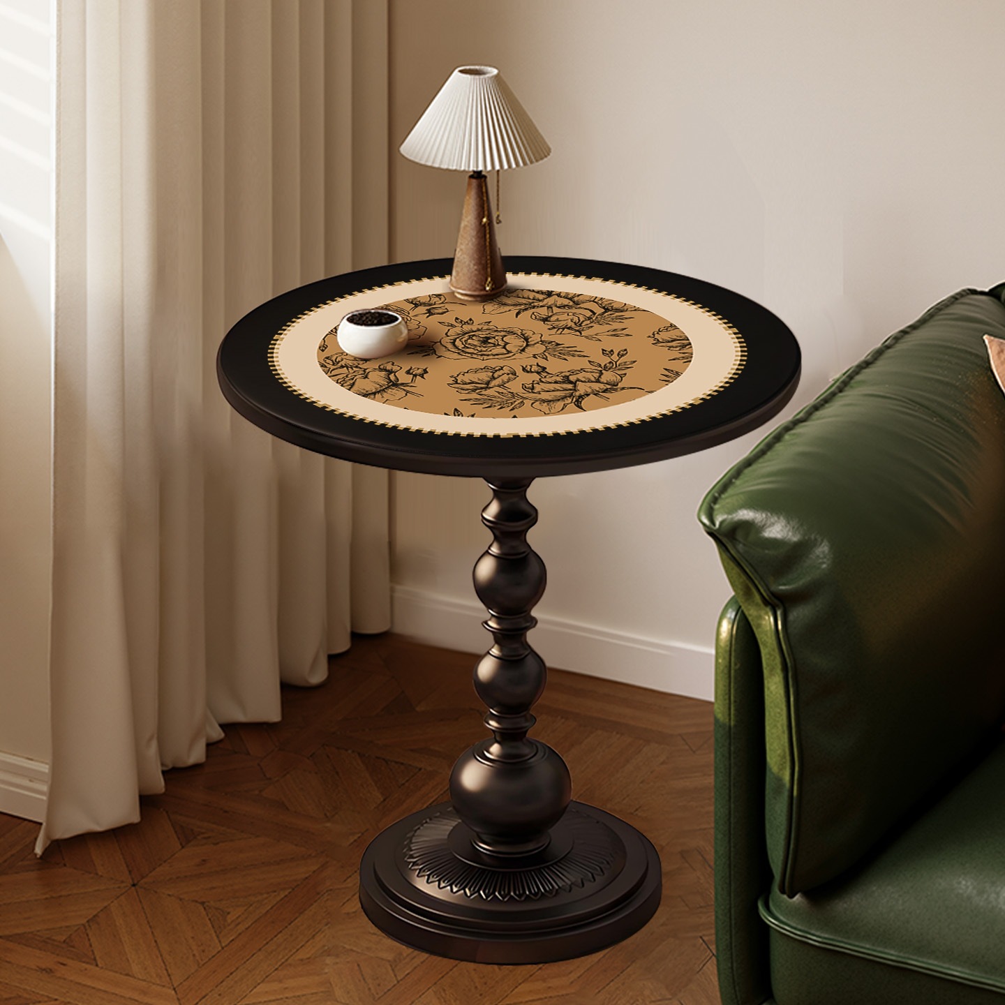 Medieval Style Side Table, French Small Coffee Table, Movable Sofa Side Cabinet, Artistic Retro Small Round Table, Bedside Table, Small Table