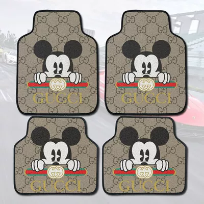 Universal Foot Pad | Car Wire Ring Floor Mats - universal-car-floor-mats-mickey-gucci-complete-car-interior-trim-kit-4-piece-set