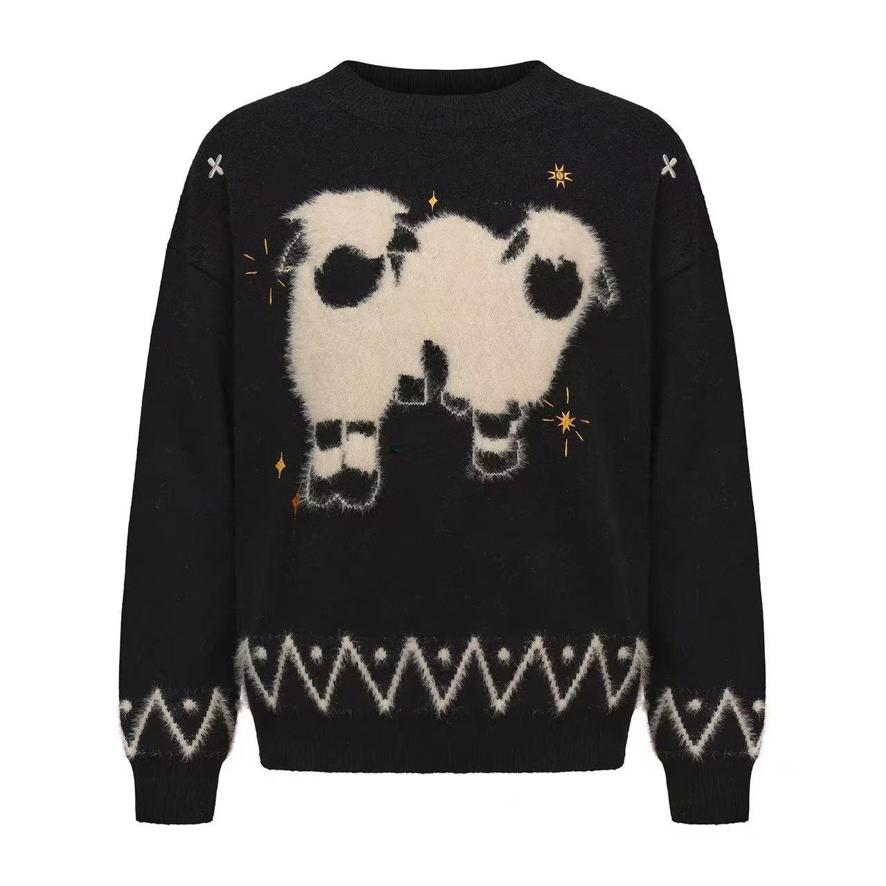 Explosiones transfronterizas de tamaño europeo de tamaño grande Fair Island nómada cordero suéter de punto suave glutinoso fábrica de moda masculina al por mayor