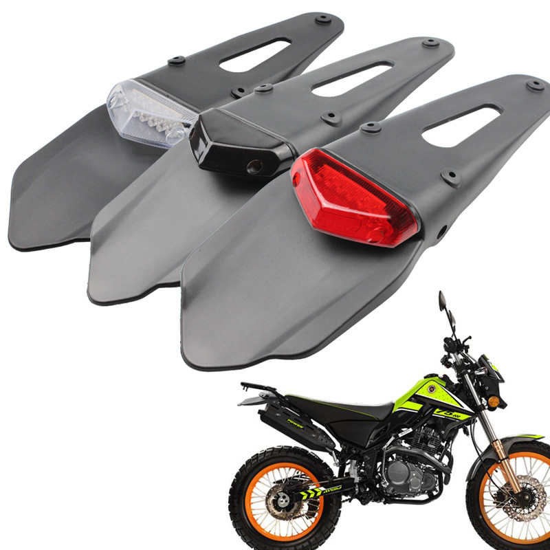 Motorcycle Modified rear fender mountain off-road vehicle with LED taillight water shield license plate light warning light