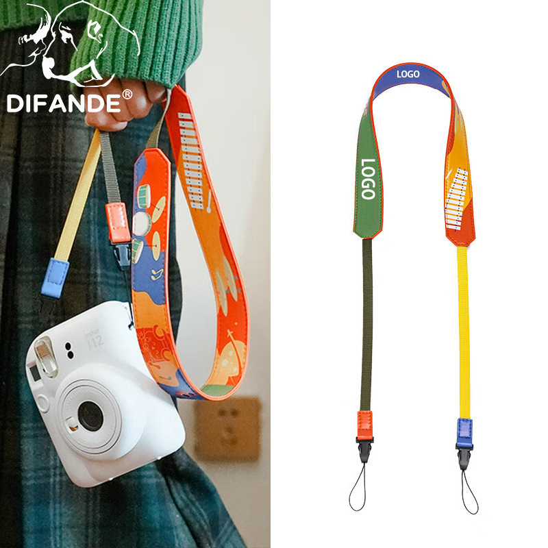 Suitable for Fuji Camera Shoulder Strap New Retro Color Leather Stitching Micro Single SLR Camera Strap Crossbody Strap