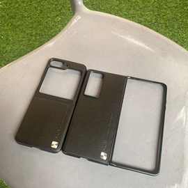 适用三星ZFlip6折叠屏手机壳华为matex6皮纹商务保护套VIVOXFOLD7