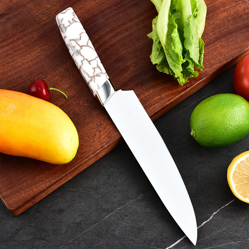 Cuchillos de comercio exterior cabeza galvanizada mármol seis piezas set de cuchillos de cocina de acero inoxidable set de regalo herramientas de negocios