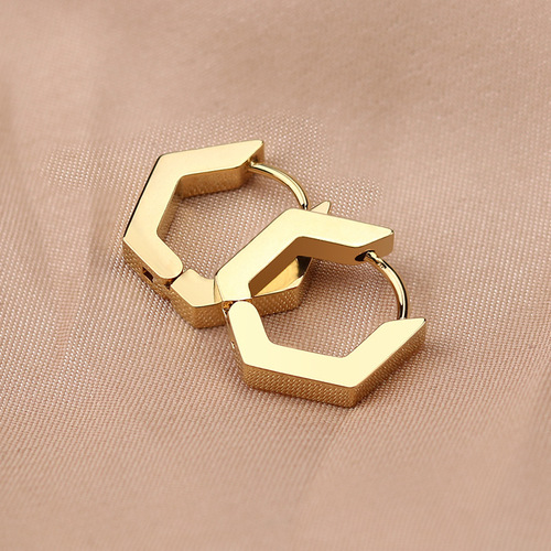 Korean stainless steel geometric shape personalized men's and women's trendy earrings and earrings simple earrings titanium steel triangular earrings