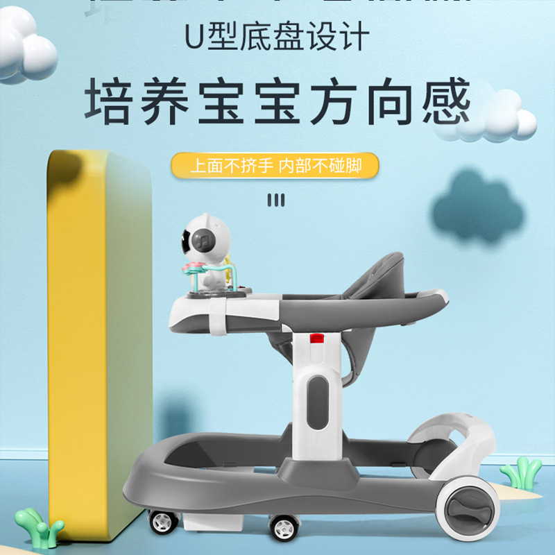 Baby Walker anti-o-pierna multifuncional resistente a la caída anti-Flip niña niño bebé ayuda para caminar carro portátil en forma de U