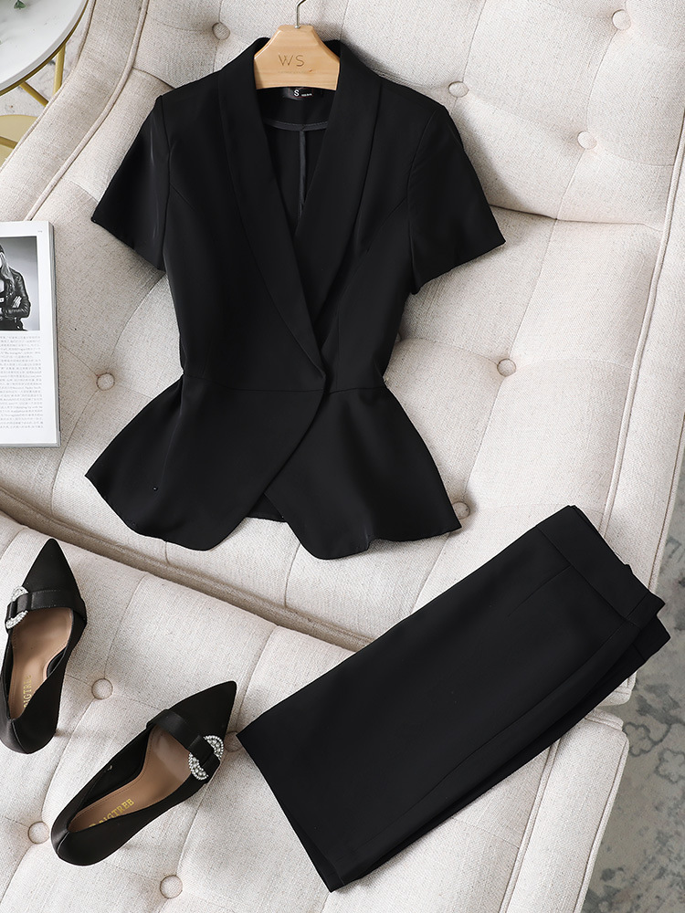 Women's Clothing Professional black suit jacket thin short sleeve temperament summer new professional suit suit lady work suit_mkmklike.com