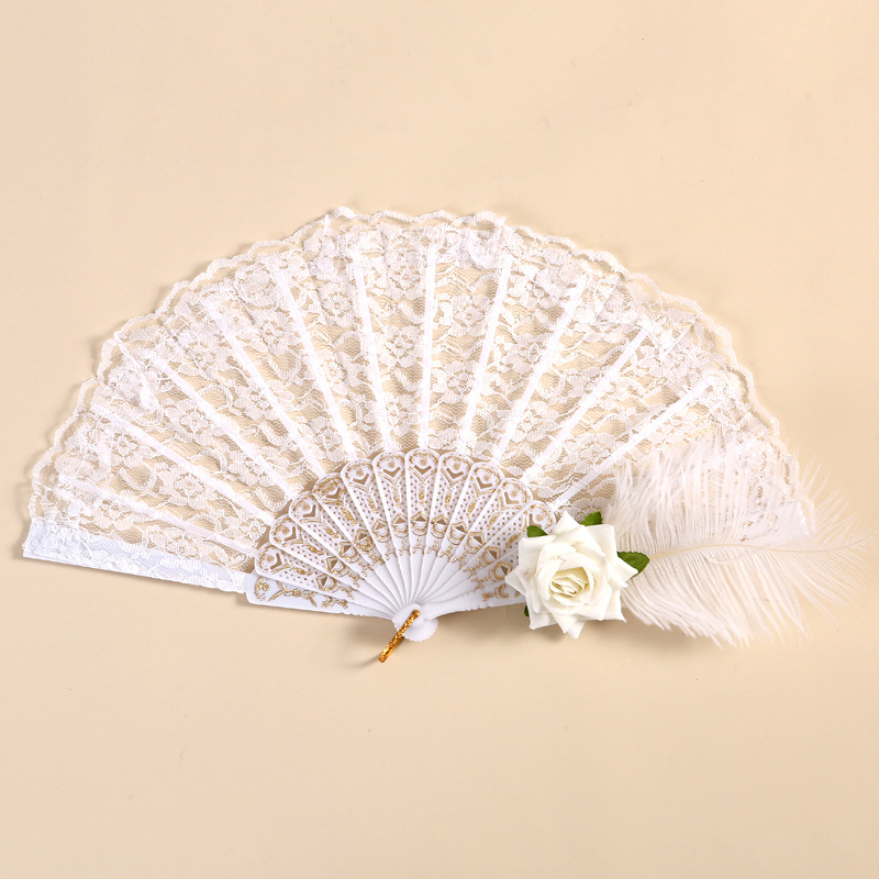 Ventilador de encaje de estilo de palacio retro magnífico abanico plegable de rosa europea retro fiesta de té oscuro espectáculo de manga accesorios para fotos