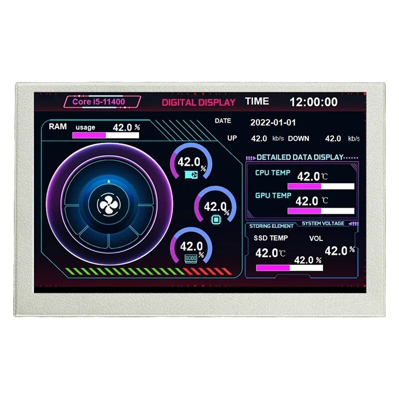5inch Usb-C Secondary Screen Chassis Ips Computer Chassis Secondary Screen Graphics Card Temperature Monitoring Status Custom Theme