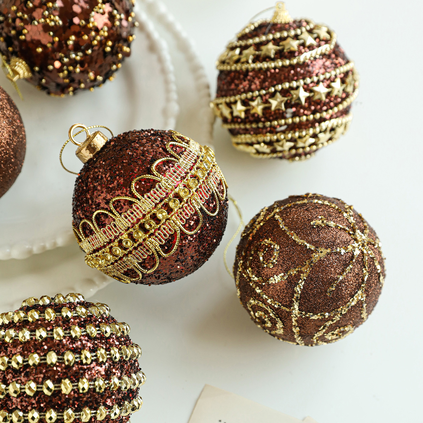 Nueva espuma de Navidad café colgante polvo brillante polvo adhesivo árbol de Navidad colgante decoración colgante