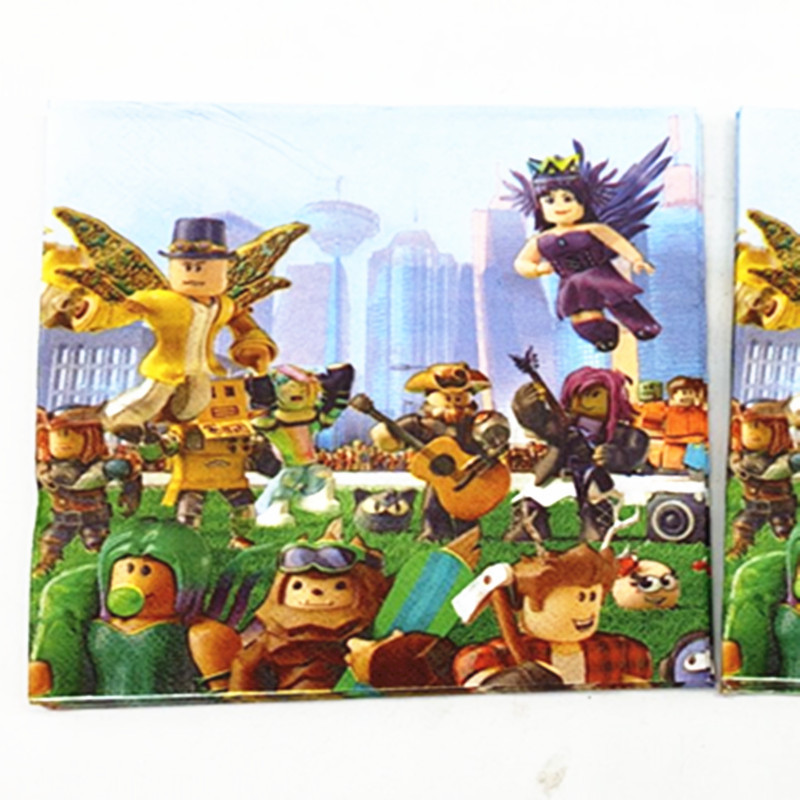 Colección de servilletas para fiestas de cumpleaños, suministros de disfraces para fiestas infantiles, 20 piezas de tela de papel impresa, decoración de fiesta con dibujos animados.