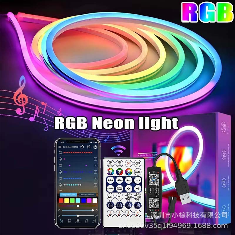 5V RGB ネオンライト USB 防水柔軟なテープネオンライト Bluetooth リモコン付き家の装飾用|undefined