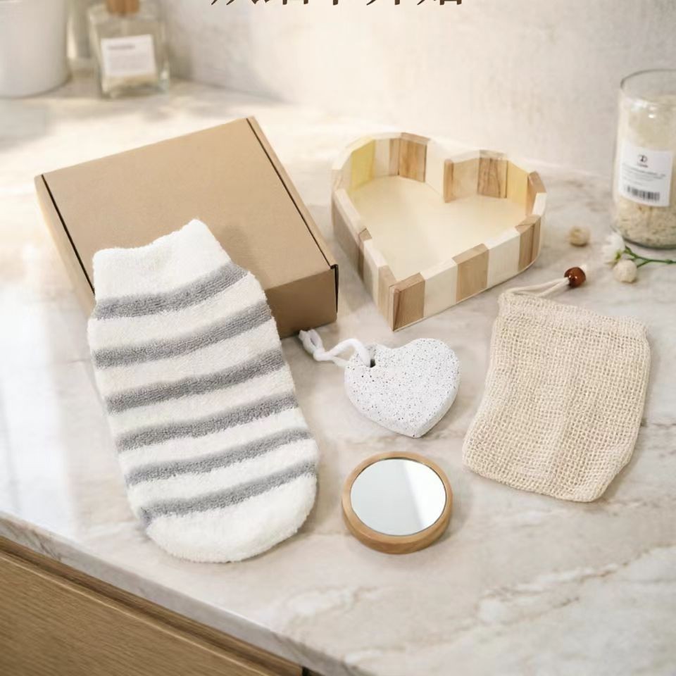 Set de Baño de Madera con Corazón de Madera de Masaje para Baño y Regalo