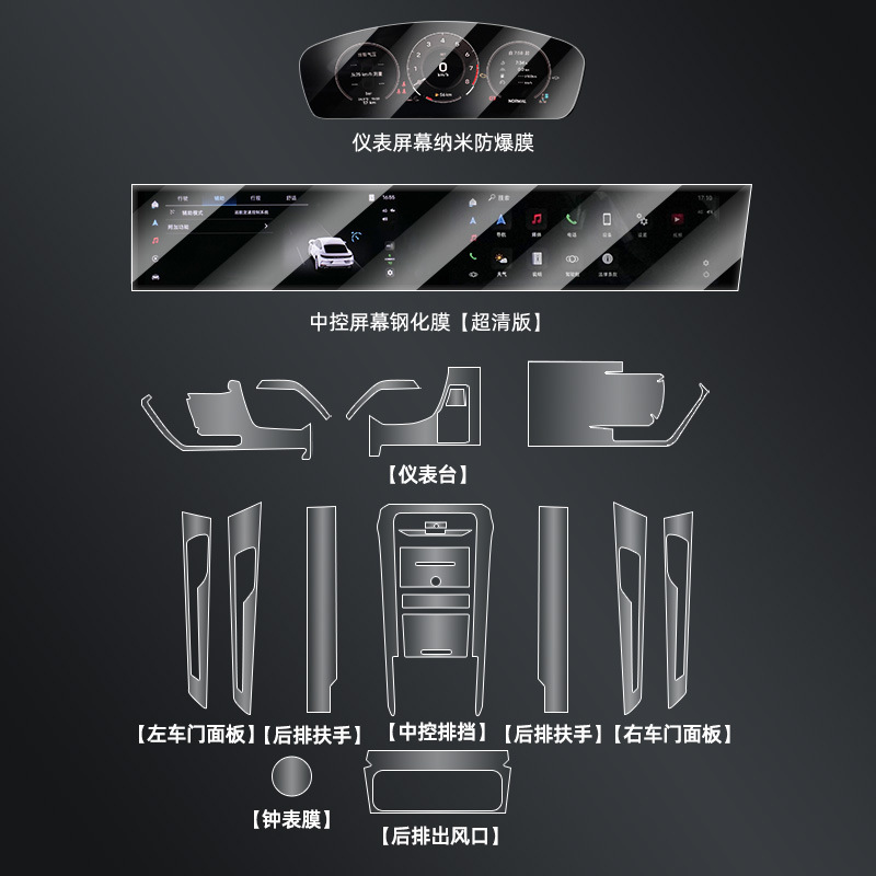 718 — Cayenne Car interior film - navigation-integrated-screen-instrument-panel-ultra-clear-imported-full-set-interior-film-2425-panamera-executive-extended-version