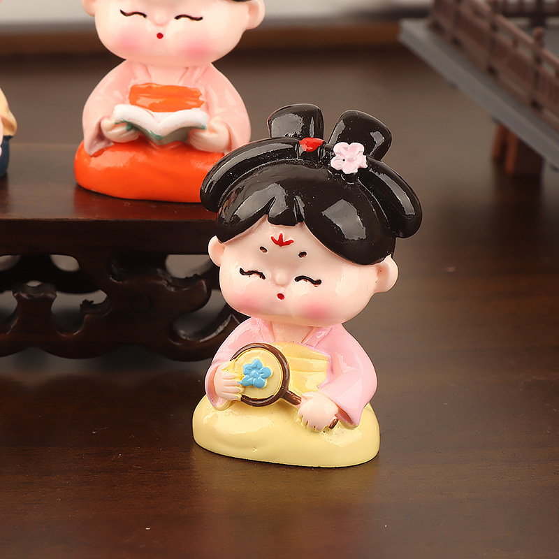 新しい中国風の唐の女性の快適な座り姿勢の装飾品古代スタイルの女の子のデスクトップクラフト装飾品|undefined