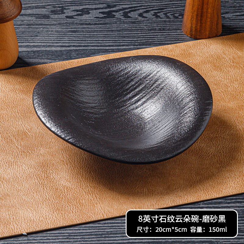 和風白黒高級感クリエイティブ食器セット 陶器ボウル 洋食皿 ステーキ皿 陶器食器|undefined
