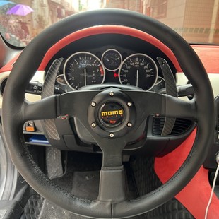 Cross-mirror 14-inch car modification MOMO flat racing leather steering wheel sports personality racing universal steering wheel