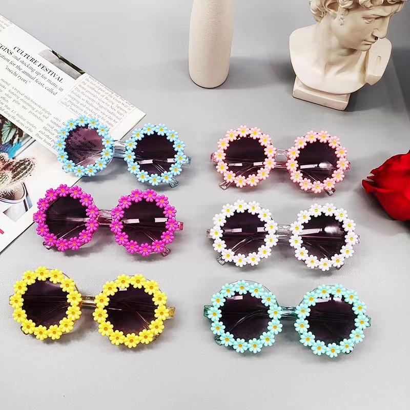 45g Weight Full Frame Glasses Structure Sunglasses Classification Cute Simple Style Flower Ac UV400 Protection Special-Shaped Mirror Full Frame Kids Sunglasses