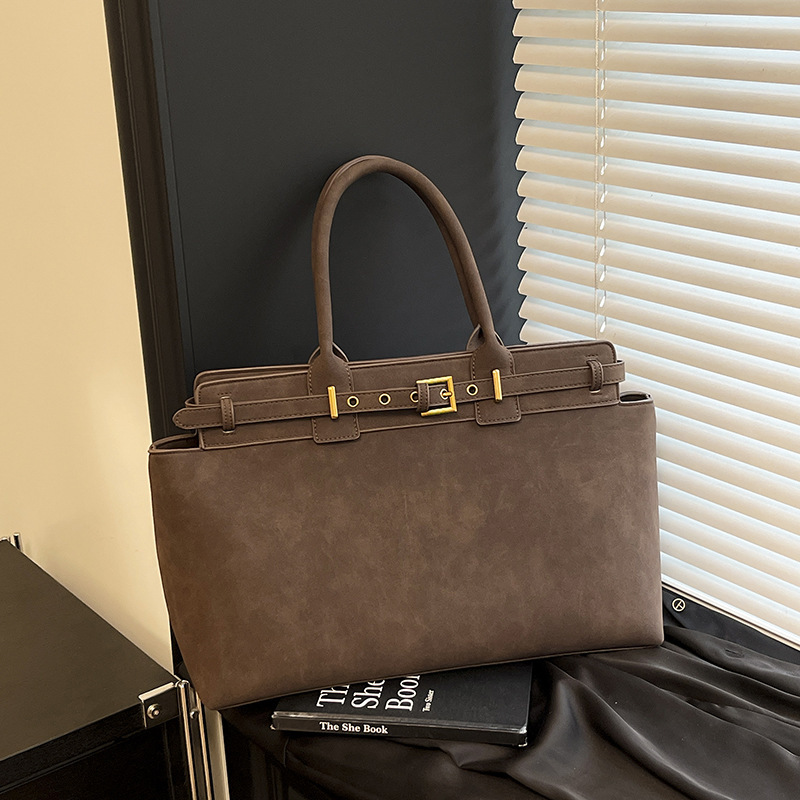 跨境女士手提包女大容量2025秋冬新款磨砂复古单肩托特包handbag|undefined