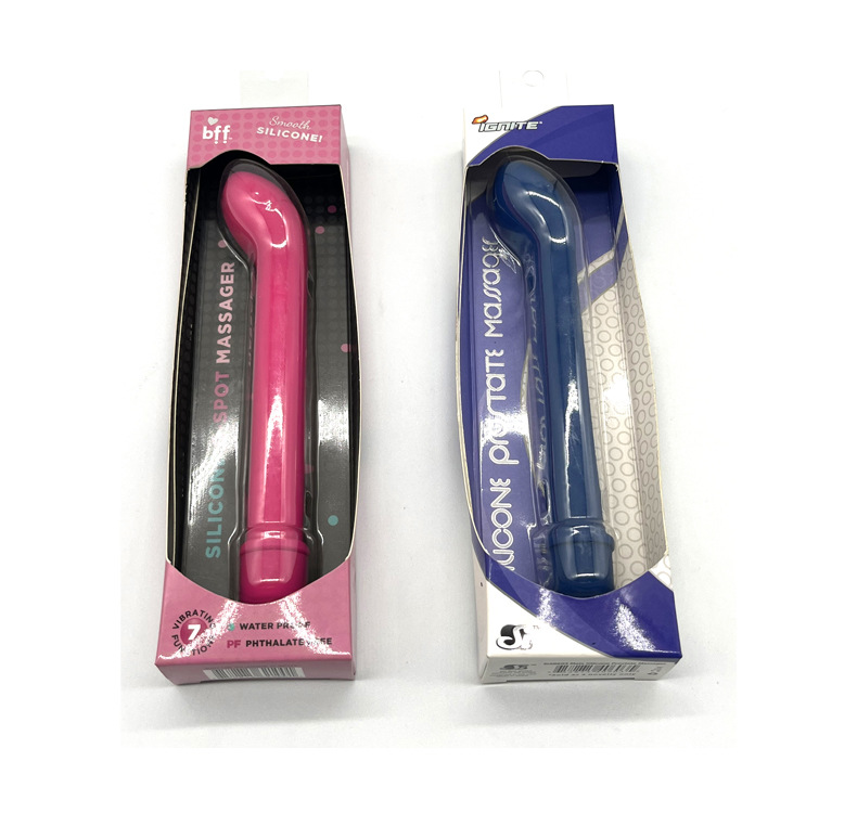 Mini AV Stick Vibrator, Curved Tip, ABS and Silicone, Pink or Blue — detail image 2