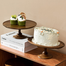 家用相思木蛋糕盘无铅玻璃罩防尘面包甜品展示架水果盘托盘椭圆点