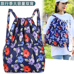 New Printed Drawstring Double Shoulder Bag with Drawstring Fabric Bag, Lightweight Sports Backpack, Simple Drawstring Outdoor Shopping Storage Bag