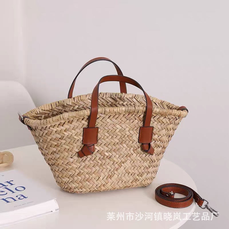 Single Shoulder Straw Woven Bag, Vacation Style Beach Bag, Natural Straw Women's Bag, Simple Baguette Bag, Versatile Design - Thumbnail 3