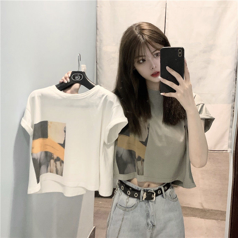 Short-Sleeve T-Shirt for Women, Cropped Top, Student Style, Korean Version, Loose Fit, New Summer 2026 Model, Trendy Crop Top, Wholesale Short-Sleeve T-Shirt for Women, Cropped Top, Student Style, Korean Version, Loose Fit, New Summer 2026 Model, Trendy Crop Top, Wholesale