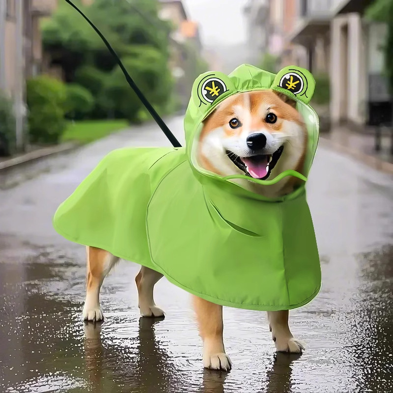 Chubasquero Poncho con Diseño de Rana para Perros de Tela Impermeable para Exteriores
