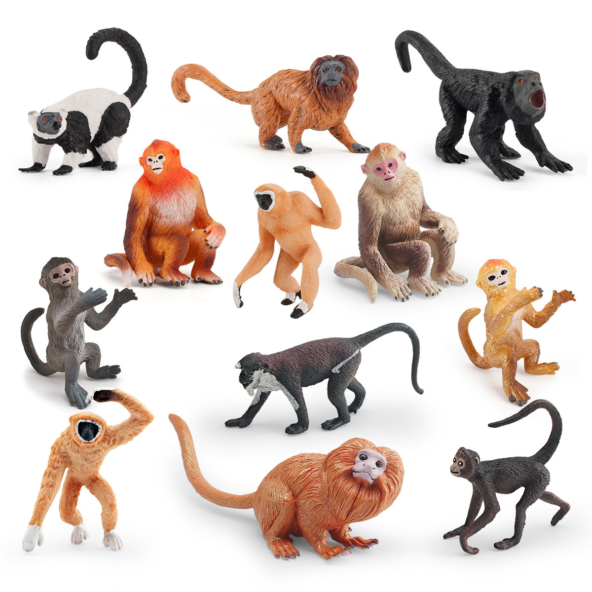 Comercio exterior Venta caliente simulación zoológico mini mono traje modelo oro mono orangután diversión animal decoración modelo