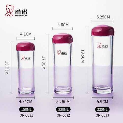 Xino plastic cup with lid, creative portable water cup, cute student anti-fall space cup, outdoor sports transparent cup