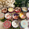 Makou ethnic wind iron box can candle, soybean wax fragrance, dried flower candle Scented candle cross -border