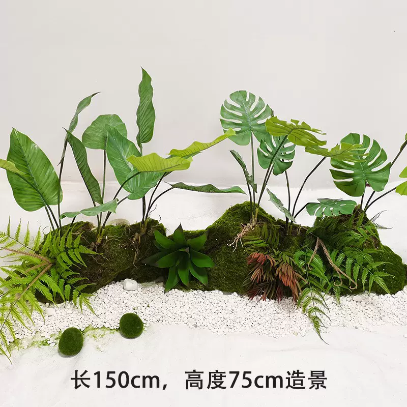 跨境热销仿真龟背叶软胶绿植 软质仿真植物 装饰用绿植墙配材批发