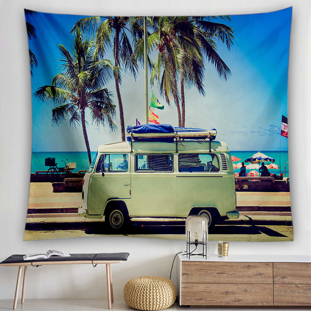 跨境新品海滩海洋波西米亚棕榈树椰树壁挂卧室房间床头出租屋挂毯