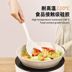 New Beechwood Kitchen Silicone Utensil Set of 10 Pieces Food-Grade Silicone Spatula and Soup Spoon for Non-Stick Cookware