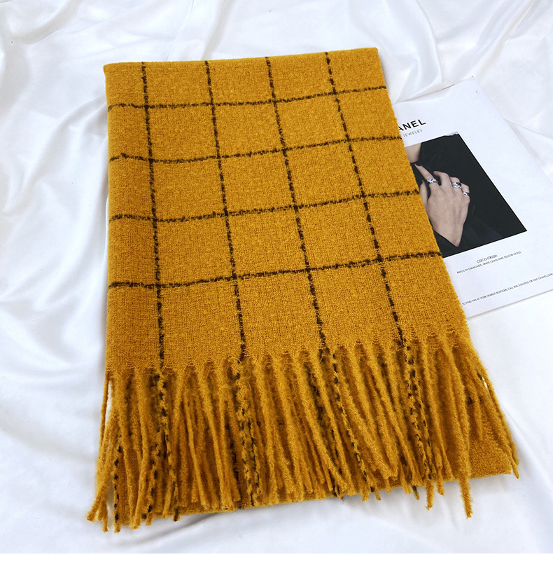 Unisex British Style Plaid Imitation Cashmere Tassel Scarf display picture 1