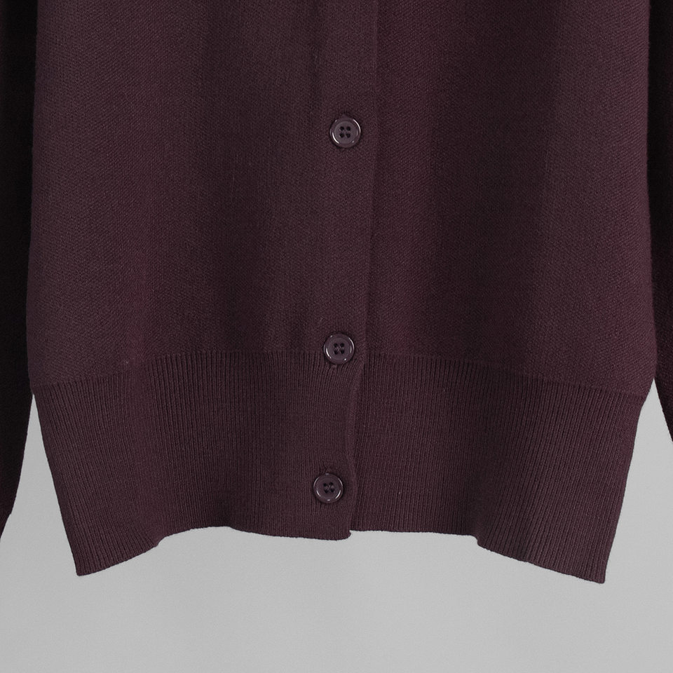 Bộ len dệt kim nữ áo cardigan tay dài quần dài màu trơn — Màu nâu, màu xám, mơ chi tiết 14