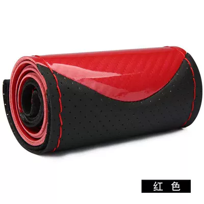 Carefully Selected Crystal Carbon Fiber Microfiber Leather Steering Wheel Cover for Car Decoration, Universal for All Seasons, Hand-Stitched Steering Wheel Cover, Amazon (Steering wheel cover) - red-38cm