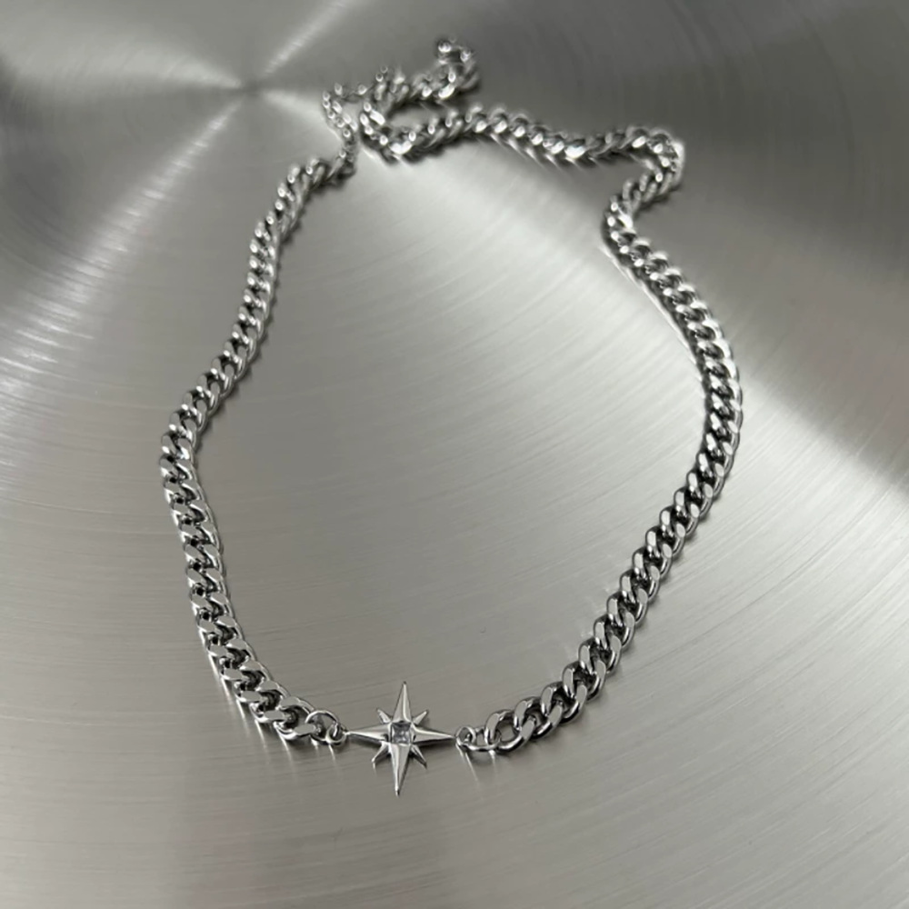 Hip-Hop Simple Style Asterism Titanium Steel Chain Unisex Chain Necklace Men Chain Necklaces display picture 2