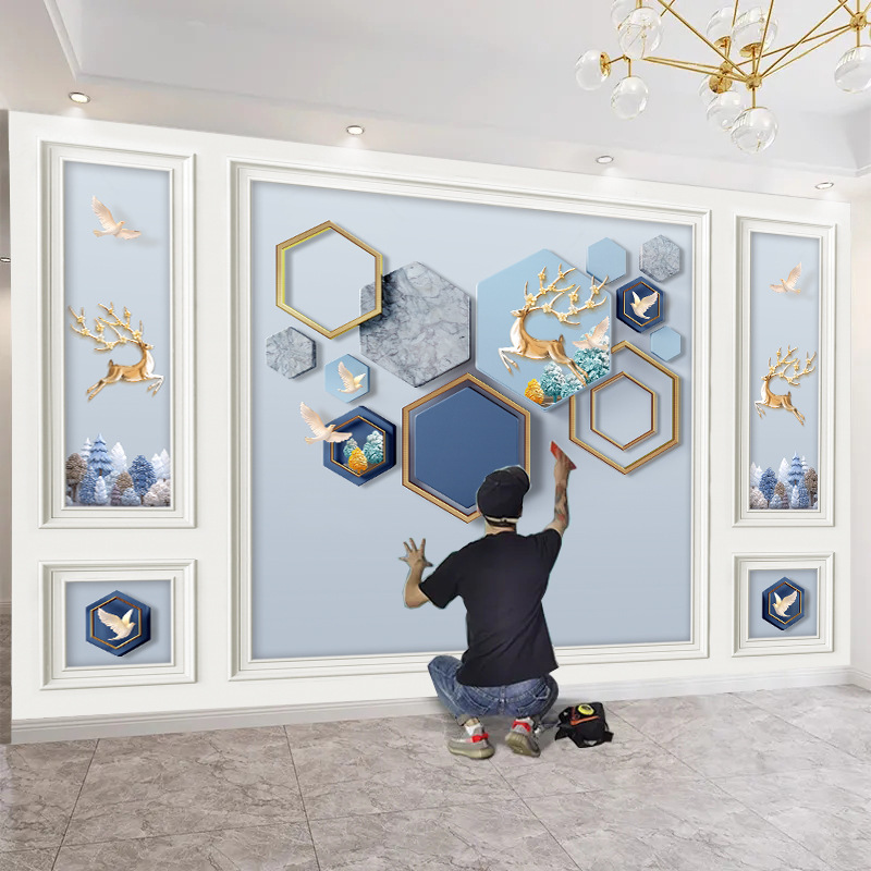 3d北欧电视背景墙布5d网红客厅卧室装饰墙画8d立体现代影视墙壁纸|undefined
