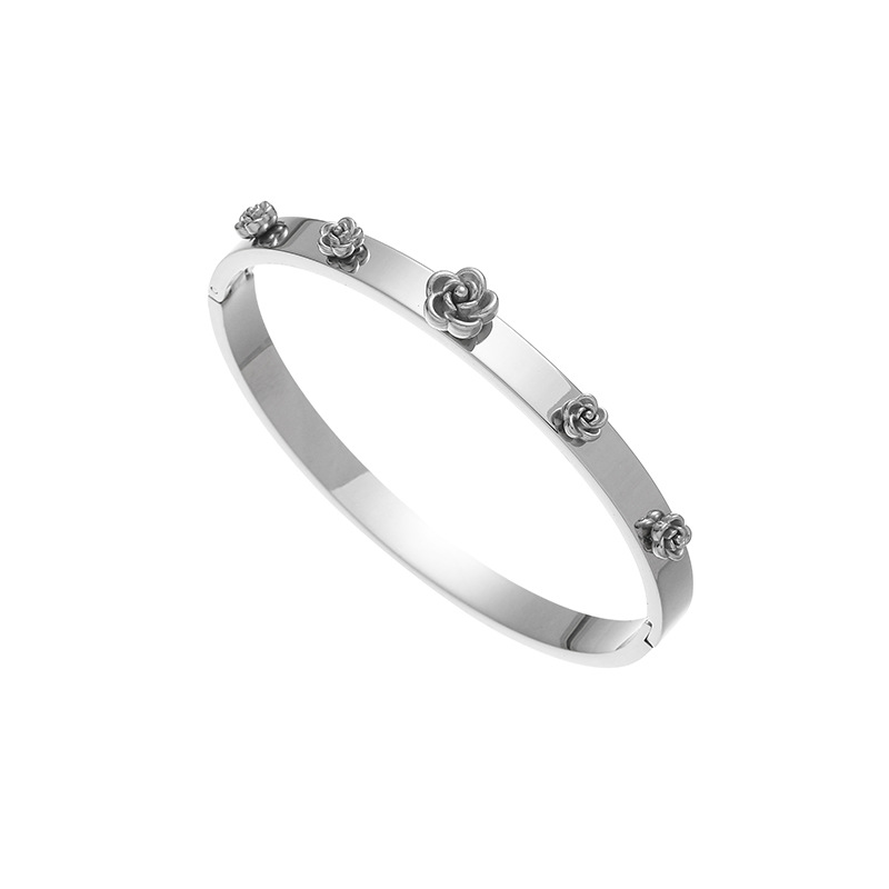 All Seasons Season Classic Style Flower Bow Knot Titanium Steel Bangle In Bulk