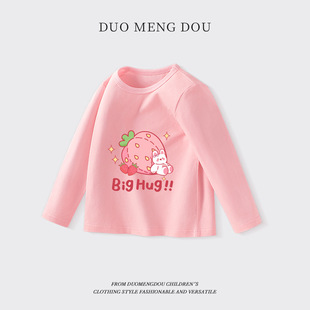 Duomengdou Girls Long-Sleeved T-Shirt 2025 Autum New Baby Category a Pure Cotton Top Children's Style Bottoming Shirt C